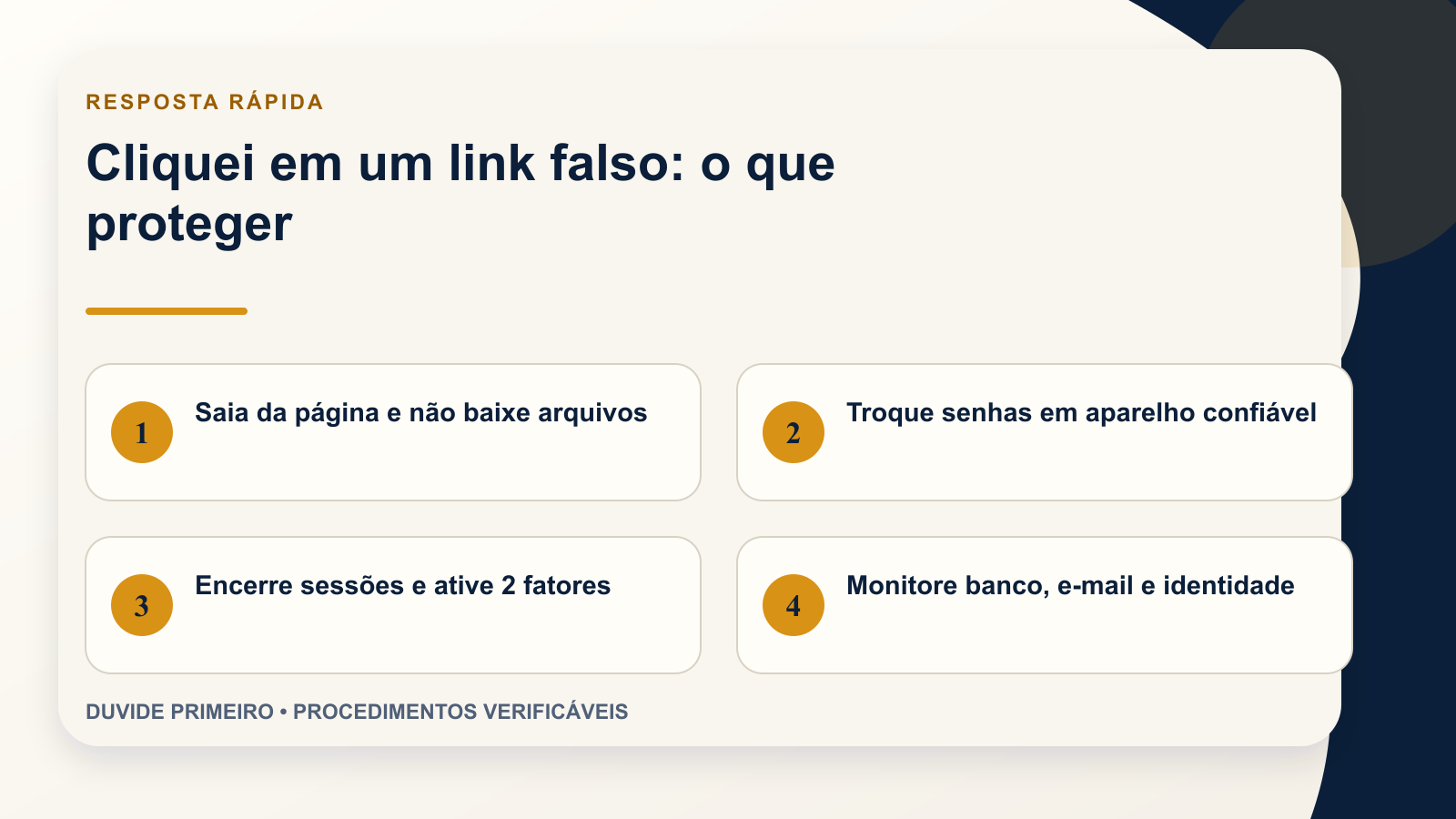 Infográfico com prioridades depois de clicar em link falso