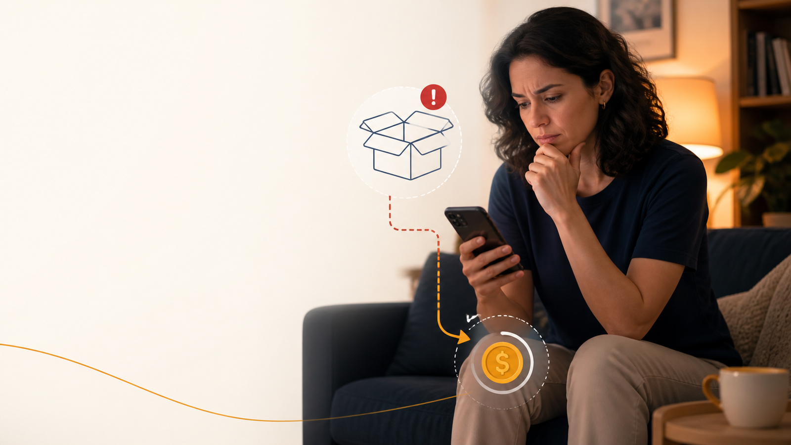 Consumidora tentando recuperar pagamento de loja que não entregou
