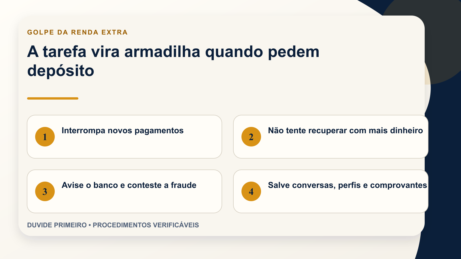 Infográfico sobre como agir no golpe da tarefa remunerada