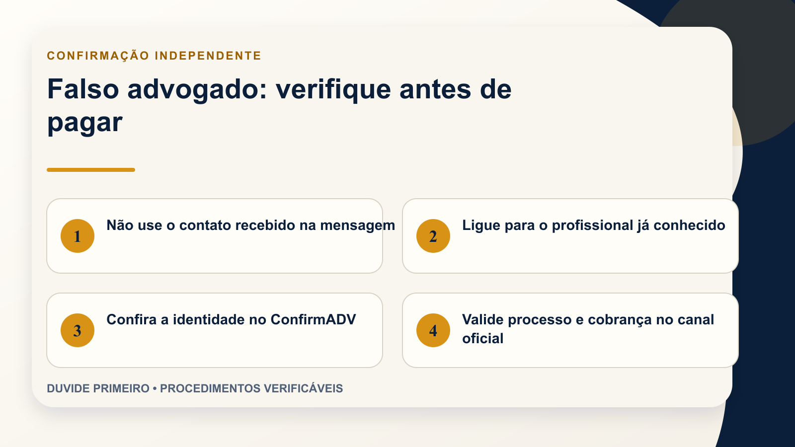 Infográfico para confirmar cobrança de suposto advogado
